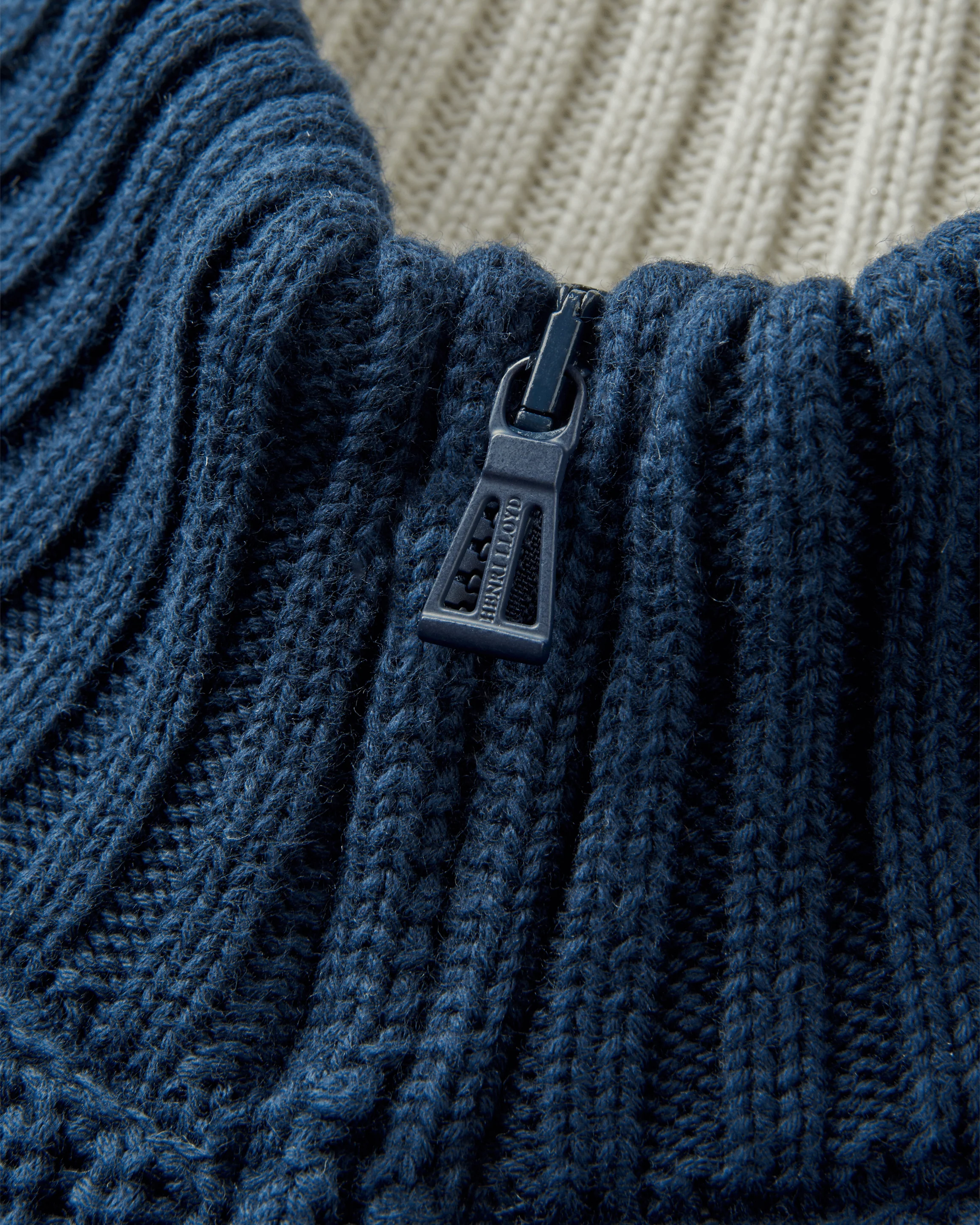 Golant Quarter Zip Ribbed Knit - Navy Blue - Image 4