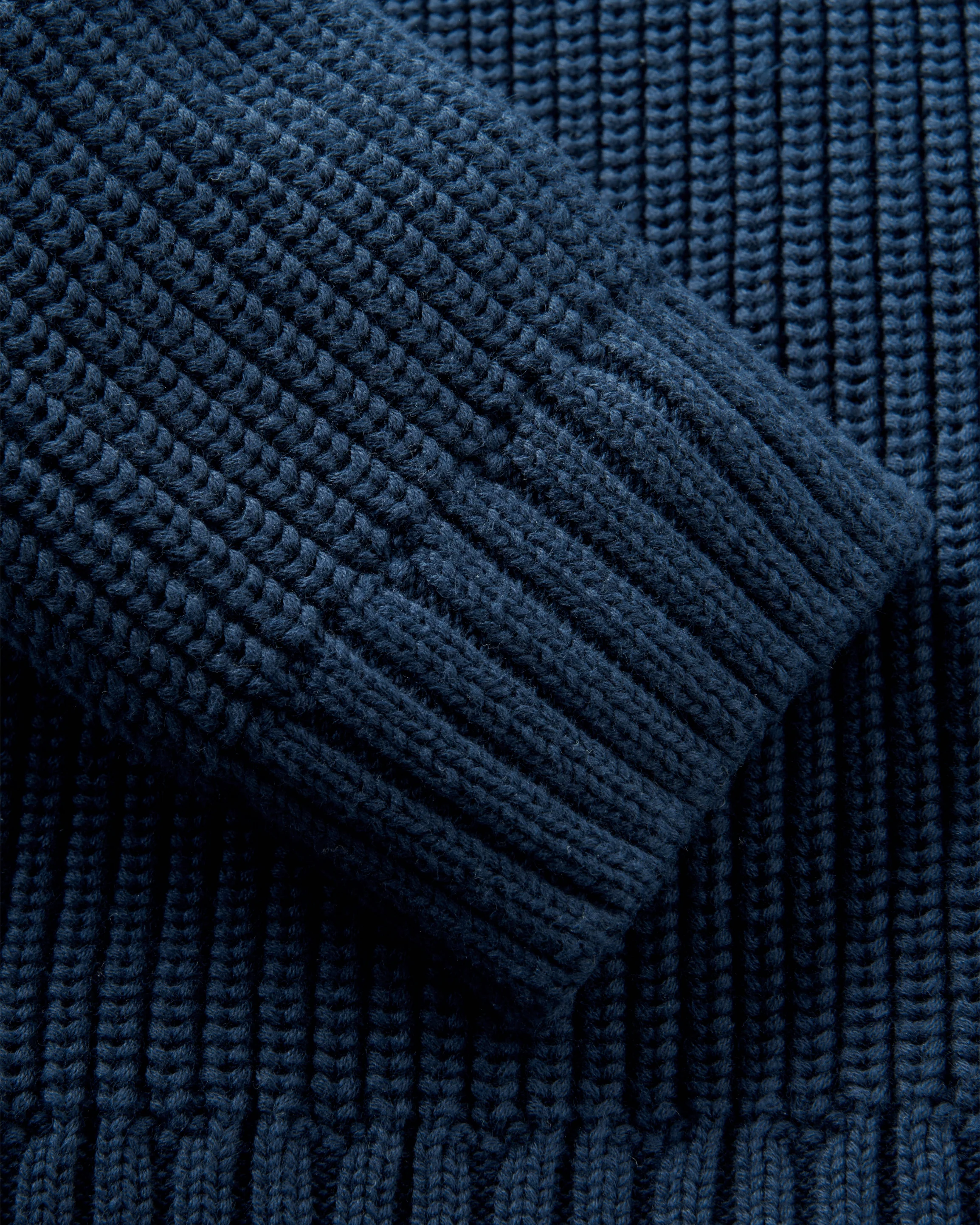 Golant Quarter Zip Ribbed Knit - Navy Blue - Image 6
